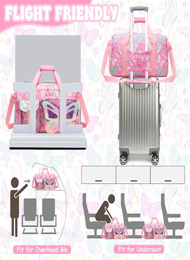 Oruiji Butterfly Kids Duffle Bag Girls Ballet Dance Bag Overnight Travel Bags for Girls Gymnastics Sports Bags for Kids with Shoe Compartment - Image 5